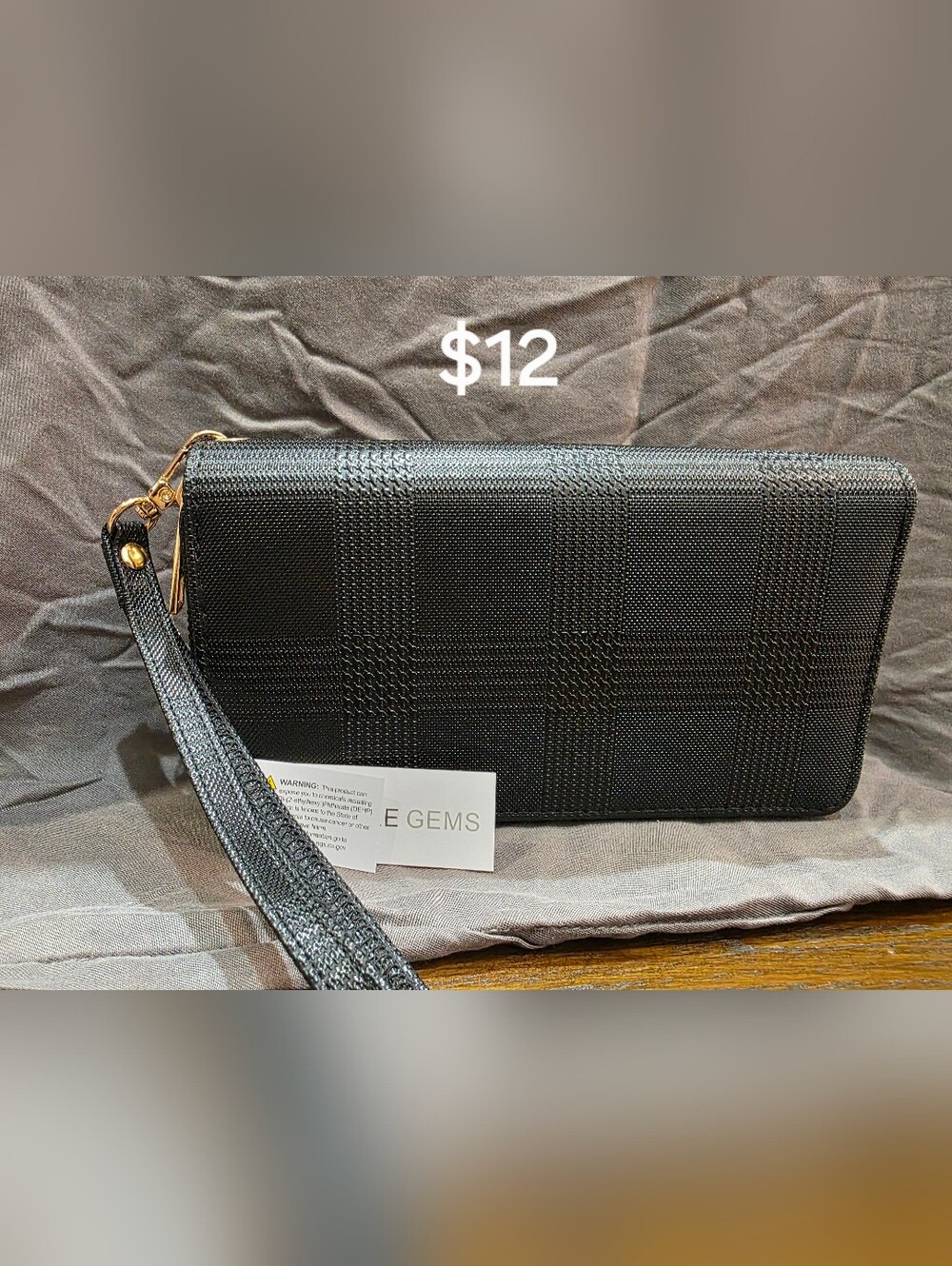 Textured Black Women’s Double Zip Wallet